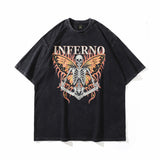 Men T Shirt Washed Distressed Printed Short-Sleeved T-shirt Men and Women Loose