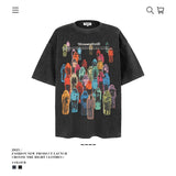 American vintage street T-shirt cotton men's summer loose