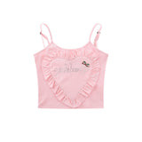 Women Vest Letter Rhinestone Strap Girls Slim Bottoming