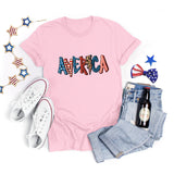National Flag Day T Shirts Summer Women's Short Sleeve T-shirt Independence Day round Neck