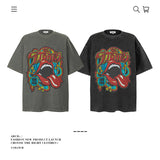 American vintage street T-shirt pure cotton retro men's and women's summer loose
