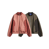 Unisex Jacket Fall Color-Blocking Stand Collar Jacket