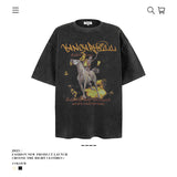 American vintage street T-shirt retro men's summer loose half sleeve