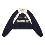 Women Hoodie Color Matching Short Long-Sleeved Sweater Girls' Autumn Top