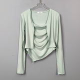 Women Long Sleeve Shirt Vest Camisole Women's Long Sleeve Jacket Cardigan