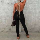 Women Jumpsuit Sexy Tight Backless Halter Jumpsuit