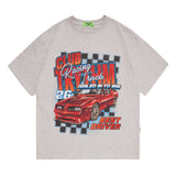 Men T Shirt High Street Print Worn Looking Washed-out Short Sleeve T-shirt Men and Women Loose