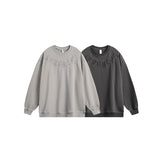 Unisex Hoodie Vintage Embroidered High Street round Neck Sweater for Men and Women