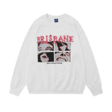 Men Hoodie round Neck Sweater Autumn Loose Wash Distressed Long Sleeve Men