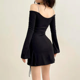 Women Dresses Fall Sexy Backless Spaghetti Straps Dress