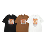 Men T Shirt Bear Printed Cotton Short-Sleeved T-shirt Baby Boy and Girl Summer Loose