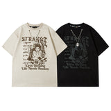 Men T Shirt Vintage Angel Print Short-Sleeved T-shirt Men and Women Ins Style Couple