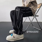 Men Sweatpants Striped Pants Men's Summer Loose Wide Leg Straight Casual