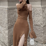 Women's Desses Dress Ruffled Slit Dress for Women