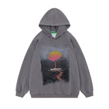 Men Hoodie Printed Hoodie Men's Loose Long-Sleeved Washed Pullover