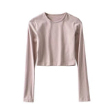 Women T-shirt Sports Bottoming Shirt Short Workout Clothes Long Sleeve T-shirt