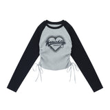 Women Long Sleeve T-Shirt Printed Long Sleeve T-shirt Women's round-Neck Raglan Sleeve Contrast Color Top Autumn