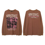 Men Long Sleeve Shirt Distressed Printed Loose Long Sleeves Male Couple Casual T-shirt
