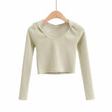 Women T-Shirt Hooded Long Sleeve T-shirt Shorts