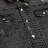 Men Denim Jacket Washed and Worn Denim Jacket Men's Loose Fall Jacket Jacket