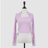 Women's Long Sleeve Shirt Autumn Top Women's Drawstring Short Long Sleeve