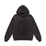 Men Fleece Lined Hoodie Autumn and Winter Hooded Sweater Male Letter Printed Long Sleeve Loose Pullover