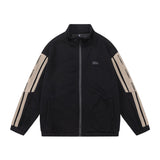 Men Hoodie Sports Stand Collar Cardigan Sweater Casual Loose Stitching Contrast Color Long Sleeves Half Turtleneck Coat