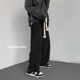 Men Sweatpants Men's All-Matching Fashion Brand Straight Loose Wide-Leg Pants Hong Kong Style