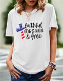 Women's Independence Day T Shirt Pattern Printed Short-Sleeved T-shirt