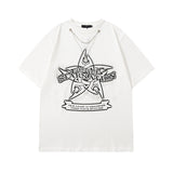 Men T Shirt Fashion Brand Five-Pointed Star Printed Necklace Short Sleeve T-shirt Men and Women