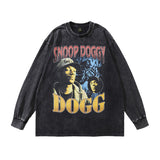 Men Long Sleeve Shirt Printed Washed Long Sleeve T-shirt Men and Women Street