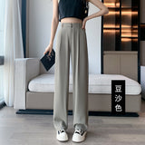 Palazzo Pants Gray High-Grade Suit Straight Narrow Wide-Leg Pants Draping Effect