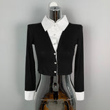 Women Long Sleeve Shirt Short Design Patchwork Top