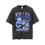 Killua Zoldyck T-shirts Men Streewear Vintage Washed