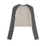Women Long Sleeve T-Shirt Sleeve Short T-shirt Letter Crew Neck Girls' Summer Top
