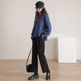 Palazzo Pants Autumn and Winter Brown Woolen Casual Wide-Leg Pants for Women