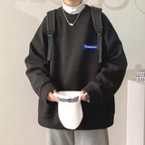 Men Hoodie Waffle Sweater Men's Spring and Autumn Crew Neck Coat Couple