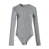 Women T-shirt Spring Slim-Fit Base Bodysuit Women round Neck