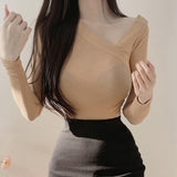 Women's Long Sleeve Shirt Women's Slim-Fit Long-Sleeved Bottoming Shirt