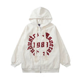 Men Hoodie Embroidered Letters Cardigan Hoodie