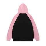 Men Hoodie Loose Retro Pullover Contrast Color Stitching Sleeves Sports Hoodie