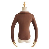 Women T-Shirt Autumn Long Sleeve Lapel V-Shaped Women's T-shirt