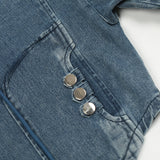 Women Hoodie Denim Hooded Sweater Women's Short Spring and Autumn Top