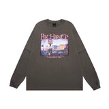 Men Hoodie Landscape Printing round Neck Men's Loose Casual