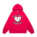 Men Hoodie Hooded Sweater Men's Autumn and Winter Clothing Heart Printing Loose