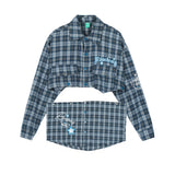 Women Long Sleeve Shirt Women's Plaid Long Sleeve Shirt Autumn Embroidery Short Shirt Coat