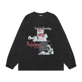 Men Long Sleeve Shirt Washed Old Long Sleeve Bottoming T-shirt for Men and Women