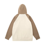 Men Hoodie Animal Print Dog Hooded Sweater Color-Block Raglan Sleeves