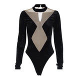 Women Jumpsuit Women's Winter Mesh Stitching Long Sleeves Dress