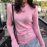 Women Long Sleeve Shirt Undershirt Slim Fit Top